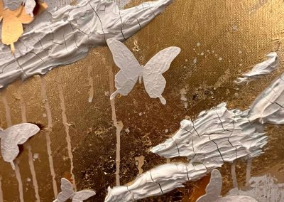 Close-up view 2 of "Midas" by Fine Art of Jenn, focusing on the dynamic interplay of gold hues.